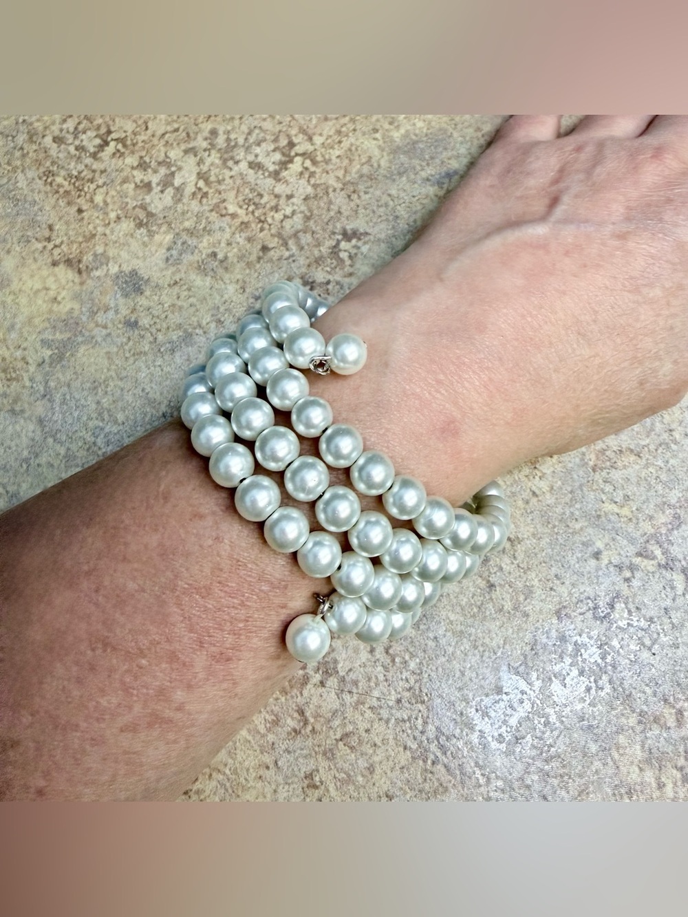 Vintage faux pearl wrap bracelet